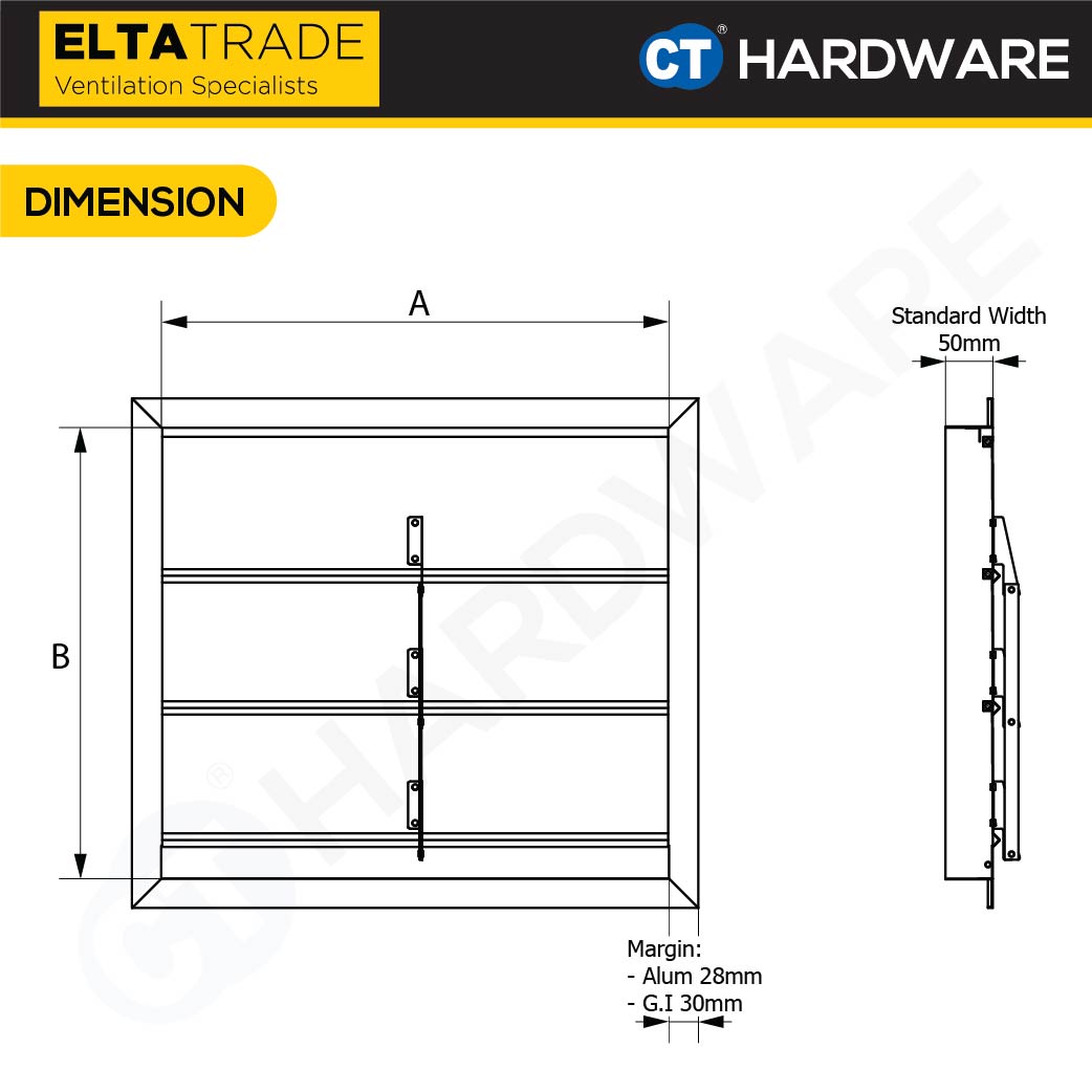 ELTA TRADE EMGB-HPA 200 EXTERNAL METAL GRILLE WITH BACKDRAFT SHUTTER FOR HPA SERIES 200MM