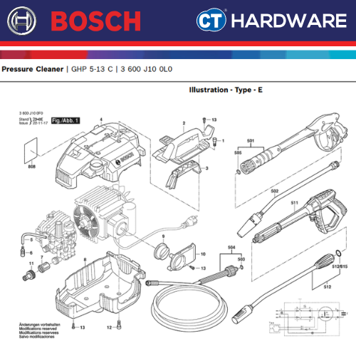 Bosch F016F04523 Pressure Hose 8m for GHP 5-13 C
