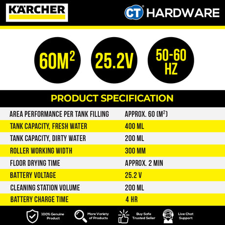 Karcher FC 5 CORDLESS Hard Floor Cleaner 25V 60 m² 200l/400l Tank [FC5CORDLESS | 10556010]
