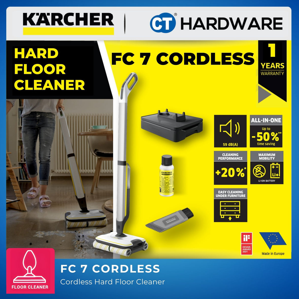 Karcher FC 7 CORDLESS Hard Floor Cleaner 25V 175 m² 200l/400l Tank [FC7CORDLESS | 10557010]