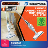 BLACK+DECKER FSM1605 EPP 1300W Steam Mop 350ml – 5m Cable, 180° Swivel Head