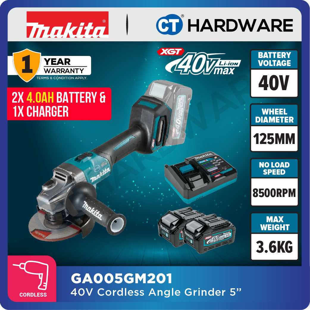 Makita GA005GM201 Cordless Angle Grinder 40Vmax | 125mm (5")