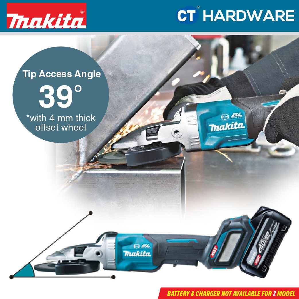 MAKITA GA056GZ CORDLESS FLAT HEAD ANGLE GRINDER 40V | 5" | 9000RPM WITHOUT BATTERY CHARGER [ PADDLE SWITCH ]