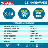 Makita GA4100 Angle Grinder 4" 100mm 850W (Slide Switch)