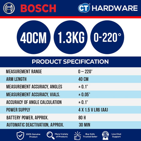 Bosch GAM 220 Professional Angle Measurer 40cm 0-220° [0601076500 | GAM220]