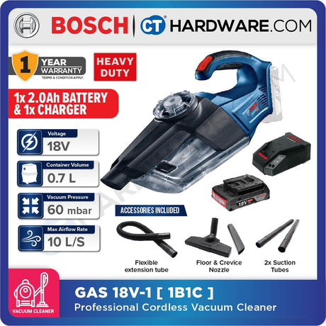 Bosch GAS 18V-1  Professional Cordless Vacuum Cleaner 18V | SOLO | 1-Battery | 2-Battery [GAS18V1SOLO]