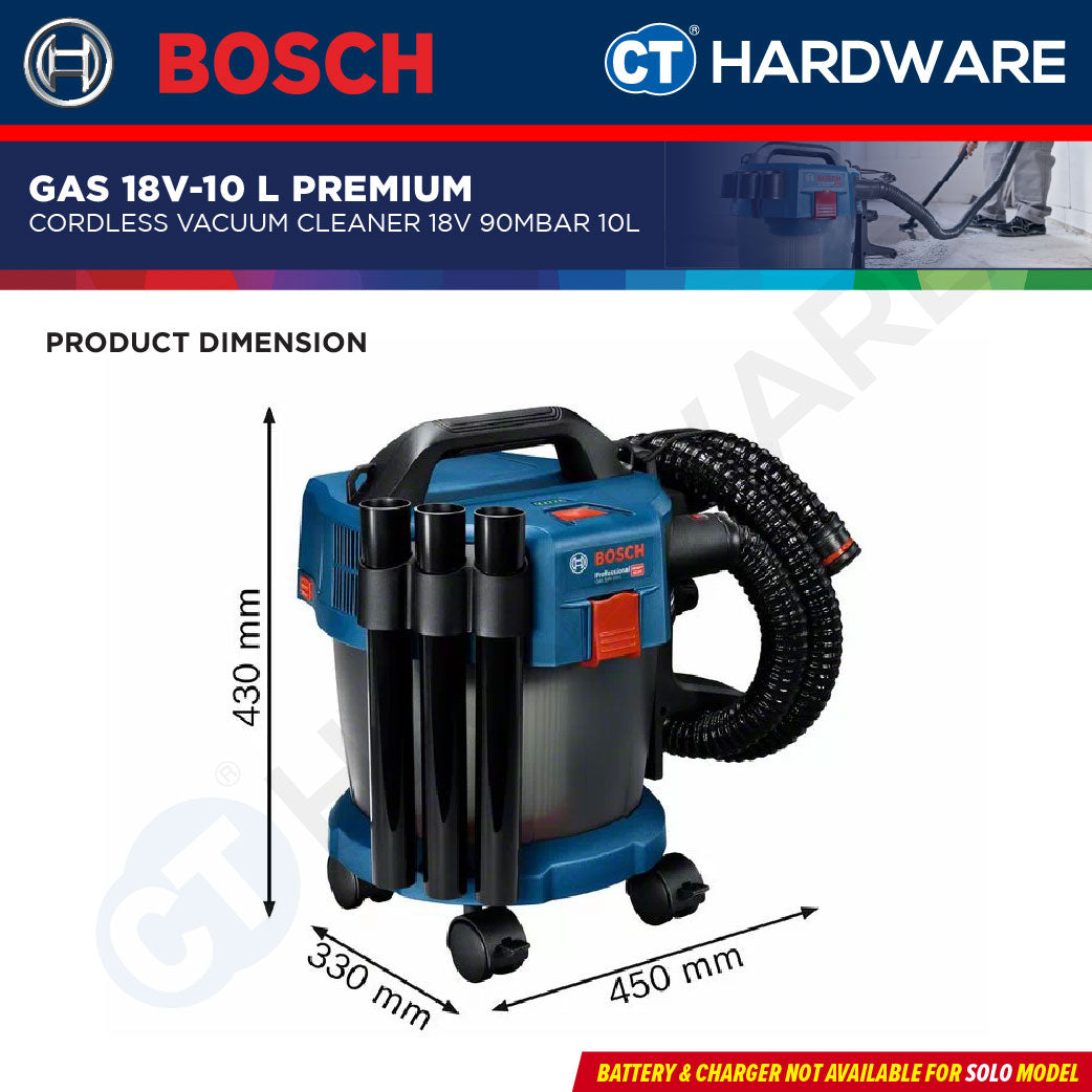 Bosch GAS 18V-10 L PREMIUM SOLO Cordless Vacuum Cleaner 18V | 90MBAR | 10L [ GAS18V10LPREMIUMSOLO ]