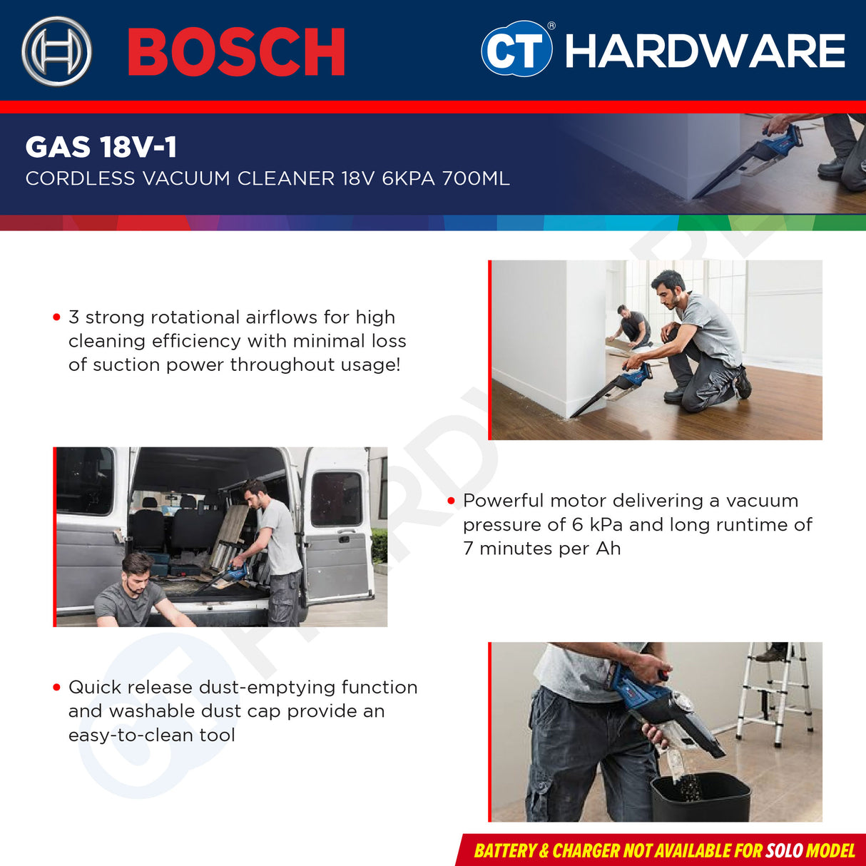 🎁 Bosch GAS 18V-1  Professional Cordless Vacuum Cleaner 18V | SOLO | 1-Battery | 2-Battery [GAS18V1SOLO] (100% off)