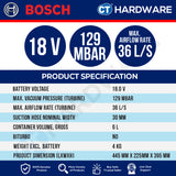 Bosch PRO GAS18V-6LS Cordless Dust Extractor 18V 06019K2180 (Body Only | 1-Battery | 2-Battery)