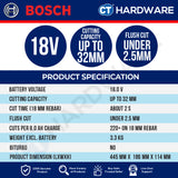 Bosch PRO GBC 18V-32 PS Cordless Brushless Rebar Cutter 18V 32mm Solo [06019S70K0]