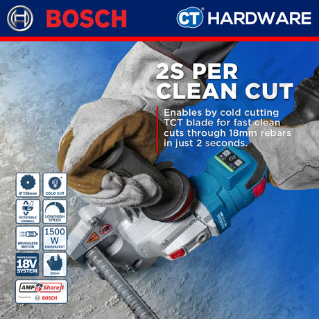 Bosch PRO GBC 18V-32 PS Cordless Brushless Rebar Cutter 18V 32mm Solo [06019S70K0]