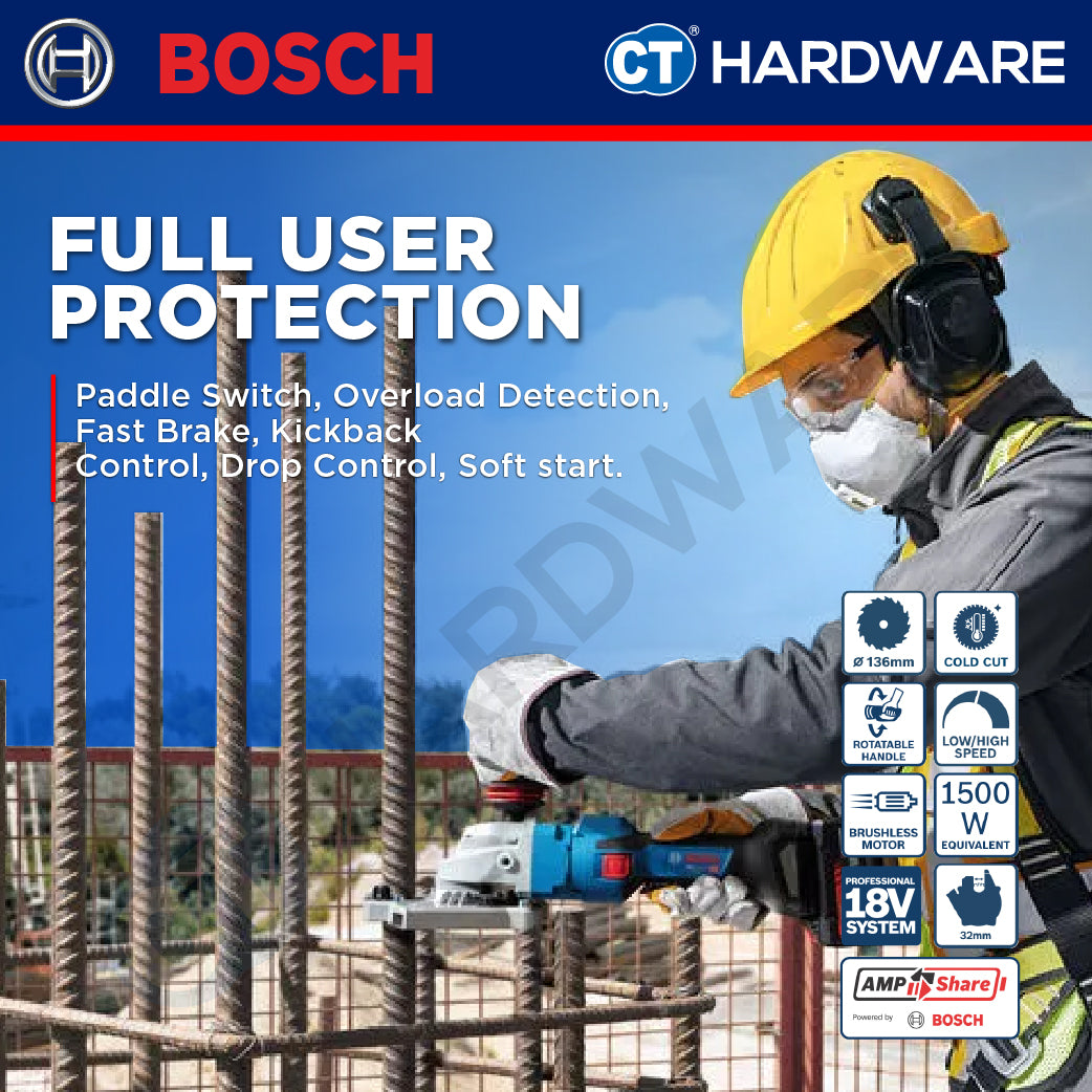 Bosch PRO GBC 18V-32 PS Cordless Brushless Rebar Cutter 18V 32mm Solo [06019S70K0]