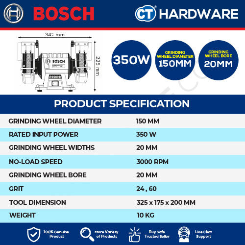 Bosch GBG 35-15 Professional Bench Grinder 350W 150mm [060127A3L0 | GBG3515]