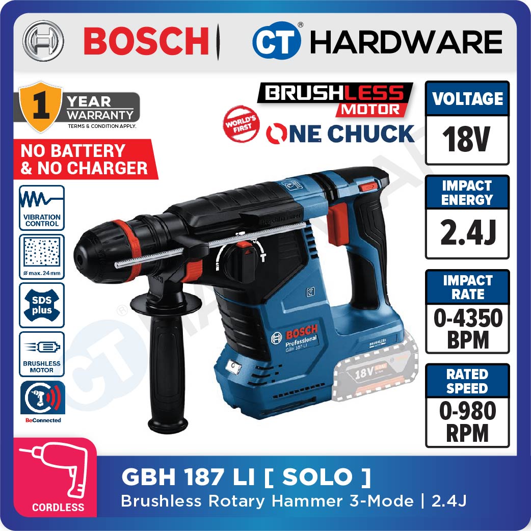 Bosch GBH 187-LI Professional Cordless Rotary Hammer 18V | SOLO | SET [GBH187LI | GBH187LISOLO]