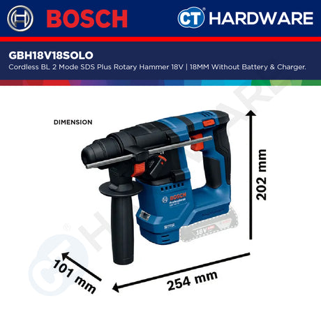 Bosch GBH18V18 Cordless Brushless 2 Mode SDS Plus Rotary Hammer 18V | 18 MM | GBH18V18SOLO | GBH18V18XONECHUCKSOLO