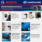 Bosch GBH 18V-18 X ONECHUCK Cordless Brushless 2 Mode SDS Plus Rotary Hammer 18V 18 MM [GBH18V18XONECHUCKSOLO]