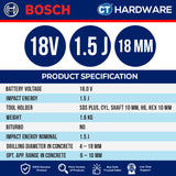 Bosch GBH18V18 Cordless Brushless 2 Mode SDS Plus Rotary Hammer 18V | 18 MM | GBH18V18SOLO | GBH18V18XONECHUCKSOLO