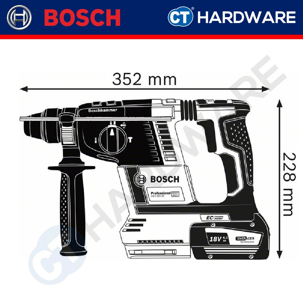 Bosch GBH 18V-26 SOLO Cordless Rotary Hammer with SDS Plus 18V [0611909000 | GBH18V26SOLO]