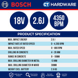 Bosch GBH 18V-26 SOLO Cordless Rotary Hammer 18V SDS Plus, 2.6J Without Battery & Charger, GBH18V26SOLO