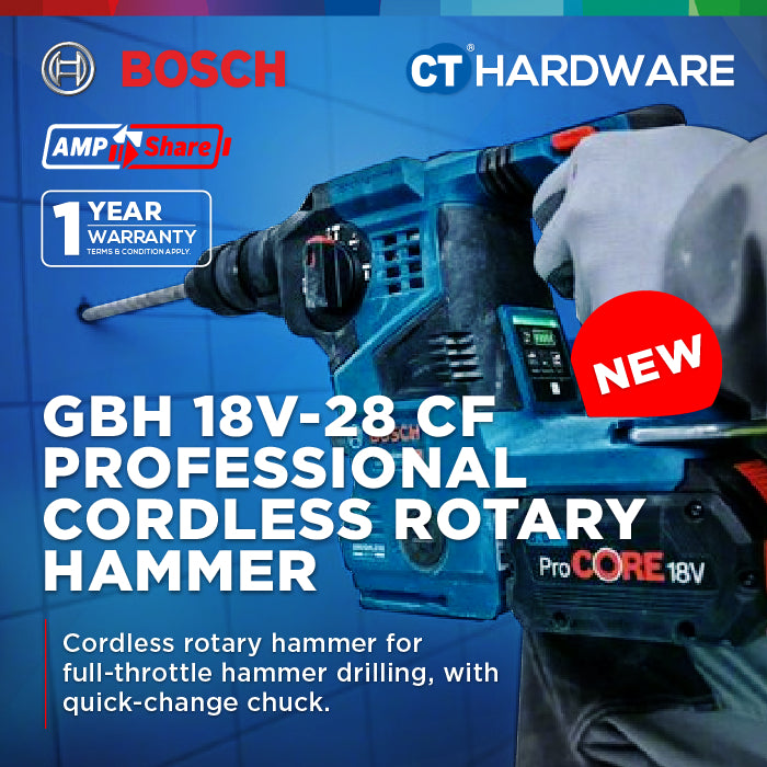 BOSCH GBH 18V-28 CF SOLO Cordless Brushless Rotary Hammer 18V 28MM Hammer Drilling Concrete Stone Masonry [GBH18V28CFSOLO]