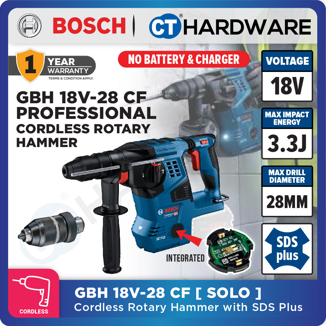 BOSCH GBH 18V-28 CF SOLO Cordless Brushless Rotary Hammer 18V 28MM Hammer Drilling Concrete Stone Masonry [GBH18V28CFSOLO]