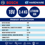 BOSCH GBH 18V-28 CF SOLO Cordless Brushless Rotary Hammer 18V 28MM Hammer Drilling Concrete Stone Masonry [GBH18V28CFSOLO]