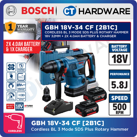 Bosch GBH 18V-34 CF SOLO Cordless Rotary Hammer Without Battery & Charger GBH18V34CFSOLO