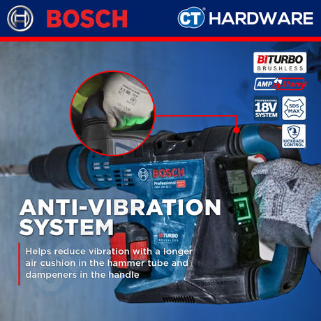 Bosch GBH 18V-40 C SOLO BITURBO Cordless Rotary Hammer with SDS Max 18V 9J [GBH18V40CSOLO]