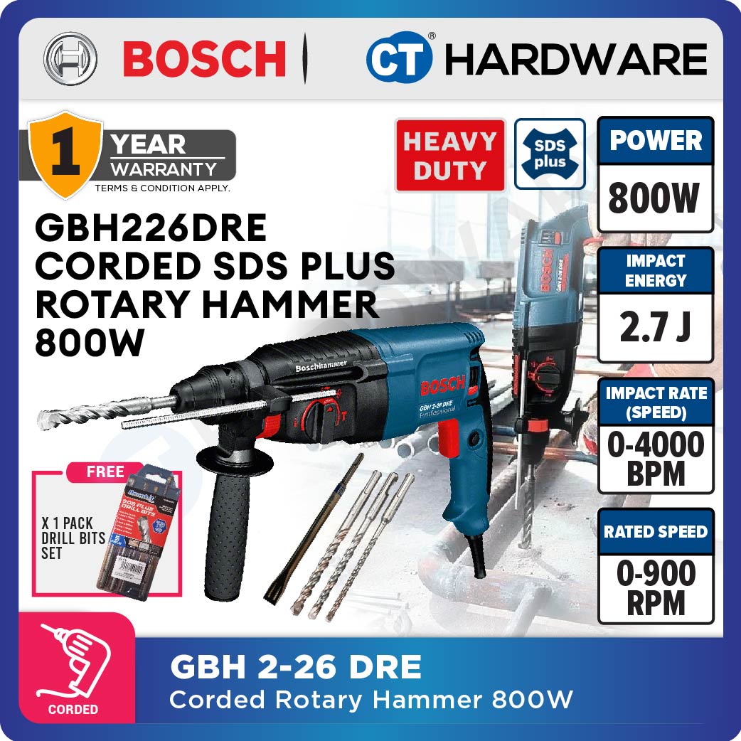 Bosch GBH 2-26 DRE Professional Rotary Hammer with SDS Plus 800W [061125376C | GBH226DRE]