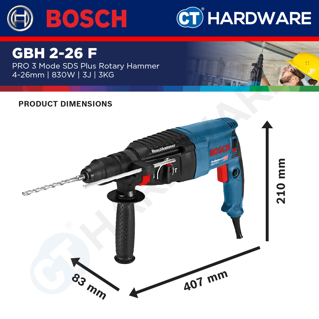 Bosch PRO GBH 2-26 F SDS Plus Rotary Hammer 830W 3J 26mm [06112544L0]