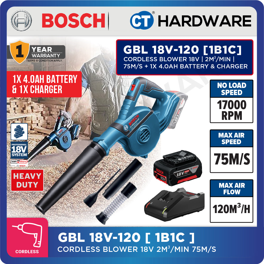 Bosch GBL 18V-120 SOLO Professional Cordless Blower Without Battery & Charger, GBL18V120