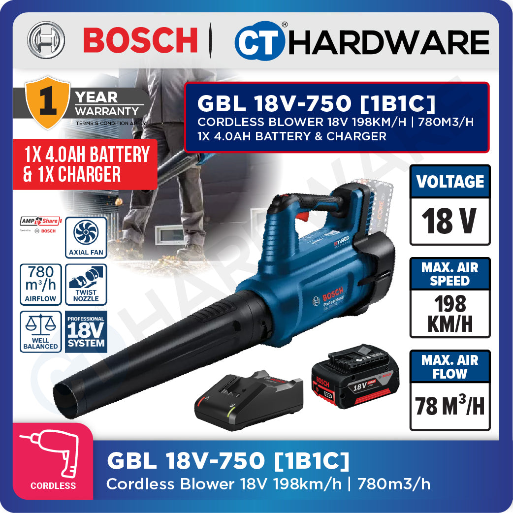 Bosch GBL 18V-750 SOLO Cordless Blower 18V without Battery & Charger, GBL18V750SOLO