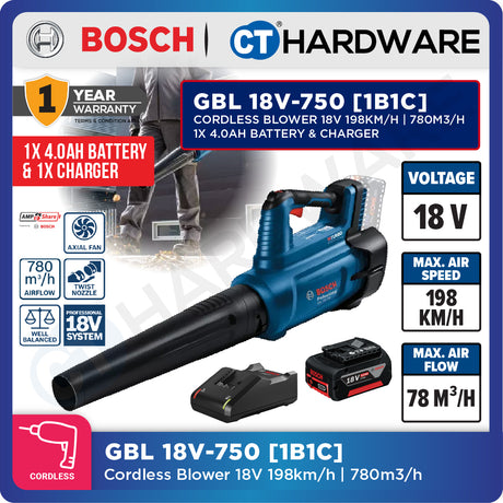 Bosch GBL 18V-750 SOLO Cordless Blower 18V without Battery & Charger, GBL18V750SOLO