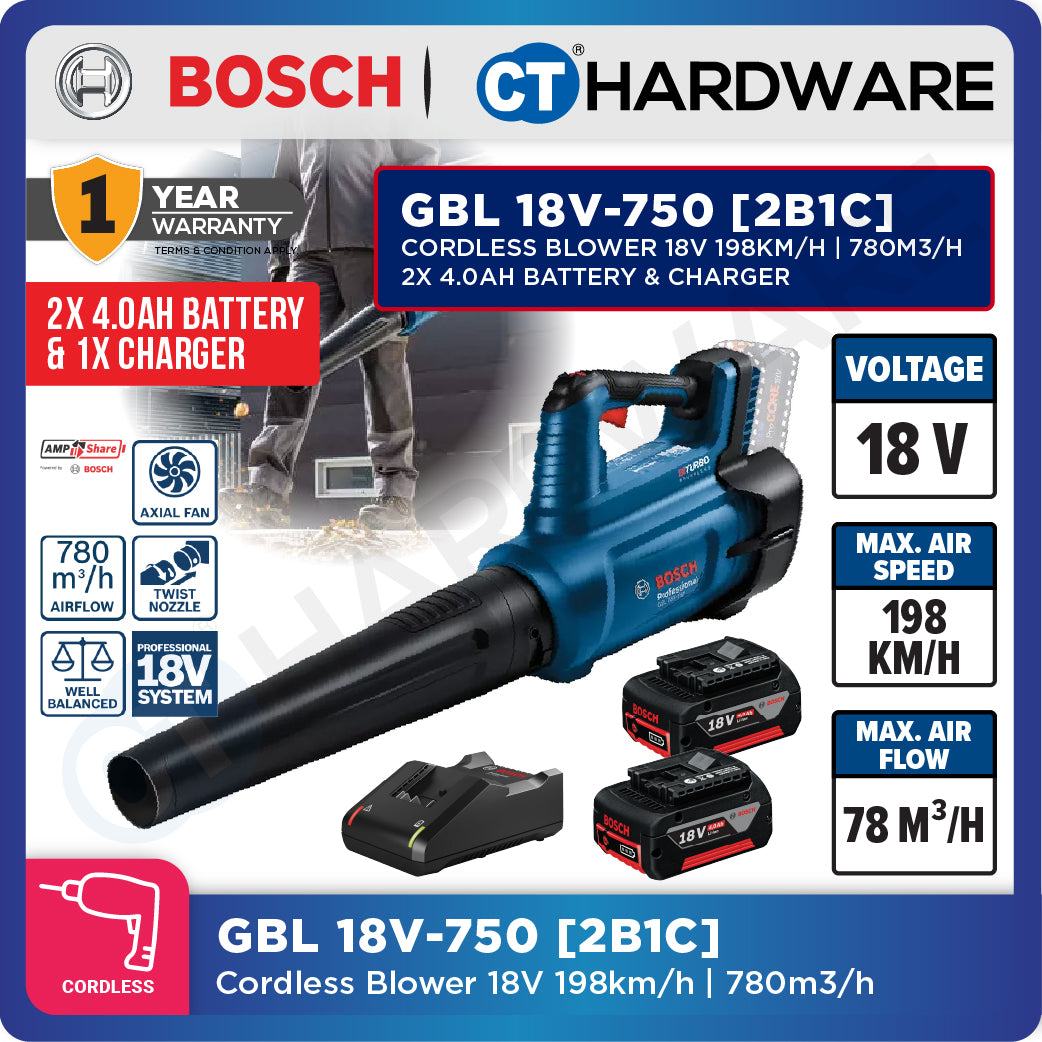 Bosch GBL 18V-750 SOLO Cordless Blower 18V without Battery & Charger, GBL18V750SOLO