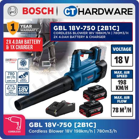Bosch GBL 18V-750 SOLO Cordless Blower 18V without Battery & Charger, GBL18V750SOLO