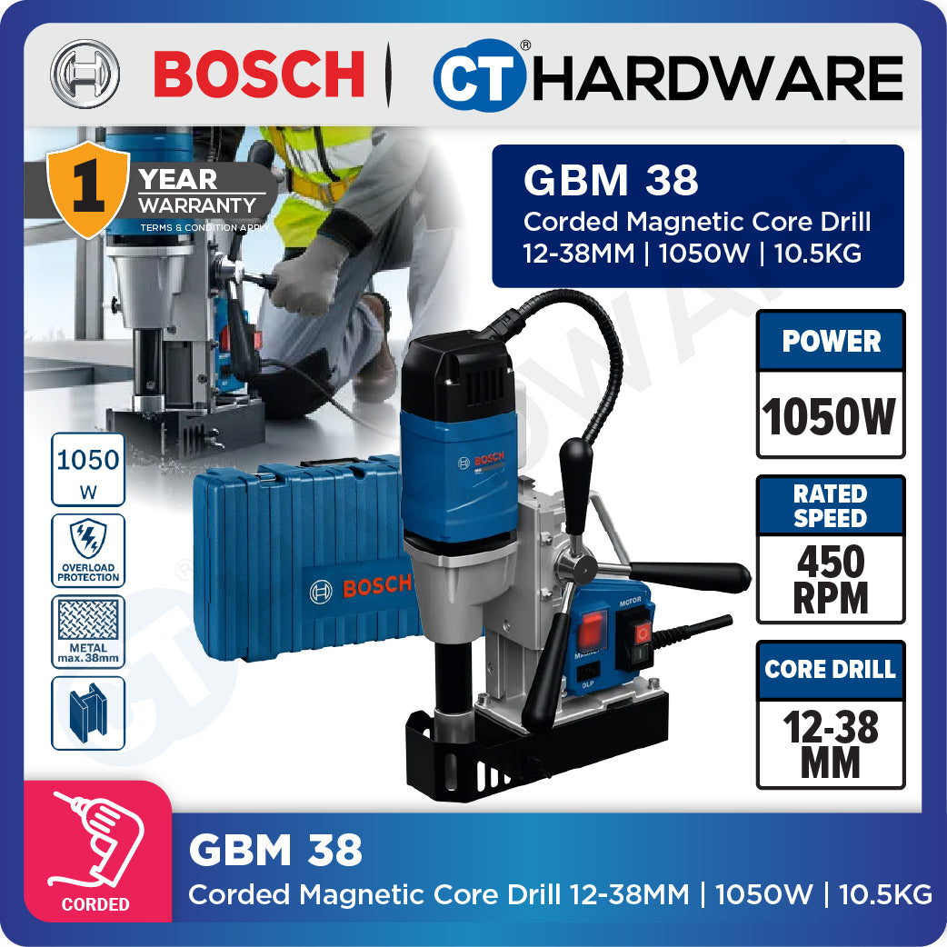 Bosch PRO GBM 38 Magnetic Core Drill 1050W 12-38mm [06011C50L0]