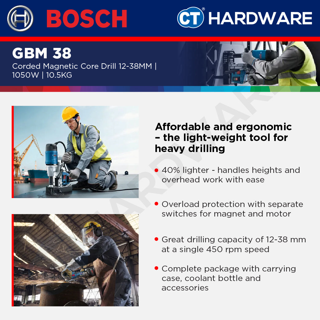 Bosch PRO GBM 38 Magnetic Core Drill 1050W 12-38mm [06011C50L0]