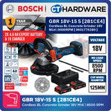 Bosch PRO GBR 18V-15 S Cordless Concrete Grinder 18V 06017762B0 (Body Only | 2-Battery)