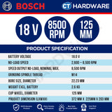Bosch PRO GBR 18V-15 S Cordless Concrete Grinder 18V 06017762B0 (Body Only | 2-Battery)