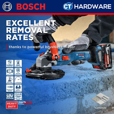 Bosch PRO GBR 18V-15 S Cordless Concrete Grinder 18V 06017762B0 (Body Only | 2-Battery)