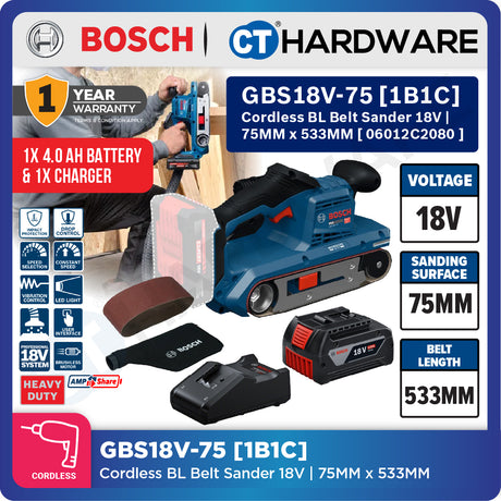 Bosch PRO GBS18V-75 Cordless Belt Sander 18V 06012C20080 (Body Only | 1-Battery | 2-Battery)