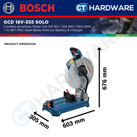 Bosch GCD 18V-355 SOLO Cordless Brushless Metal Cut-Off Saw 18V | 355MM | 0601B59000 + 1x 66T PRO Steel Blade Without Battery & Charger | GCD18V355SOLO