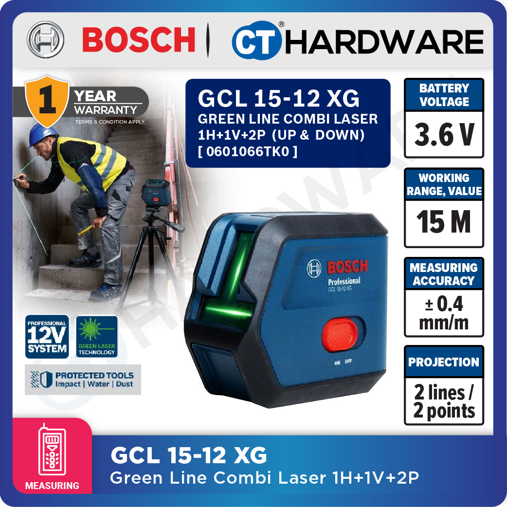 Bosch GCL 15-12 XG Green Line Combi Laser 1H+1V+2P (UP &  DOWN) GCL1512XG Line Combi Laser