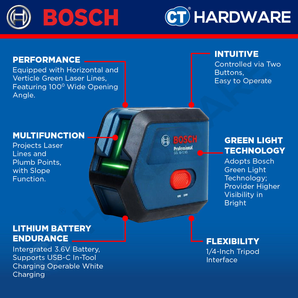 Bosch GCL 15-12 XG Green Line Combi Laser 1H+1V+2P (UP &  DOWN) GCL1512XG Line Combi Laser