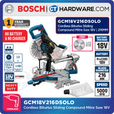 Bosch GCM18V216DSOLO Cordless BITURBO BL Sliding Compound Mitre Saw 18V | 216MM Without Battery & Charger [ SOLO UNIT ]