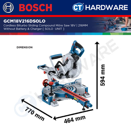 Bosch GCM18V216DSOLO Cordless BITURBO BL Sliding Compound Mitre Saw 18V | 216MM Without Battery & Charger [ SOLO UNIT ]