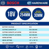 Bosch GCM 18V-254 D BITURBO Cordless Brushless Sliding Compound Mitre Saw 18V | 254mm