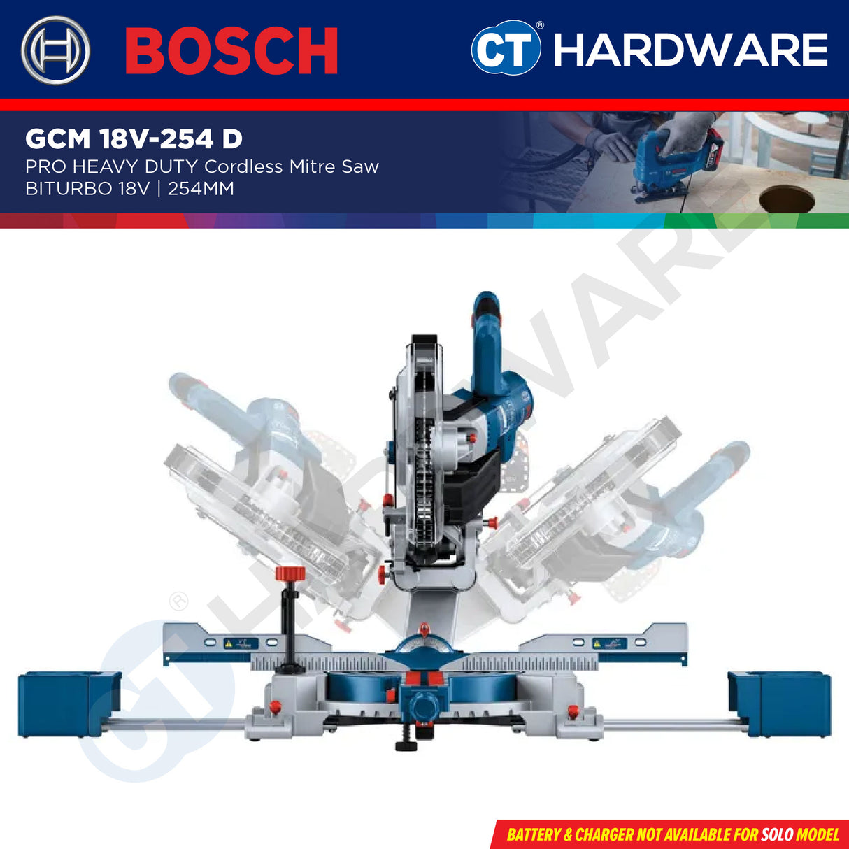 Bosch GCM 18V-254 D BITURBO Cordless Brushless Sliding Compound Mitre Saw 18V | 254mm