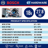 Bosch GCM 18V-305 GDC SOLO Cordless Mitre Saw BITURBO 18V 305mm [0601B430K0 | GCM18V305GDCSOLO]