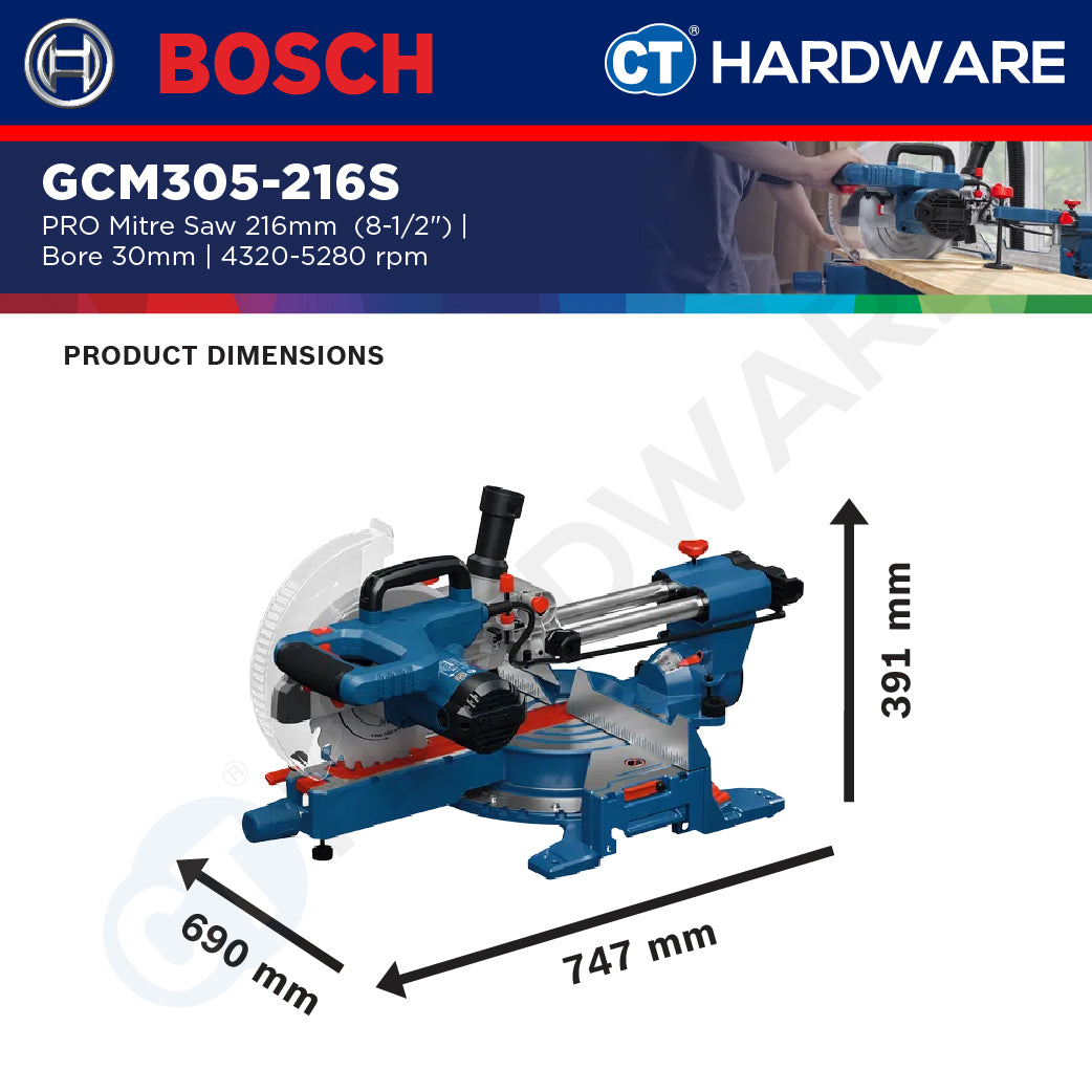 Bosch PRO GCM305-216S Mitre Saw 1300W 216mm 315mm Cutting Capacity [0601B610L0]